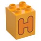 Duplo Brick 2 x 2 x 2 with Orange 'H' Print