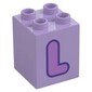 Duplo Brick 2 x 2 x 2 with Purple 'L' Print