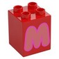 Duplo Brick 2 x 2 x 2 with Coral 'M' Print