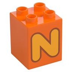 Duplo Brick 2 x 2 x 2 with 'N' Print