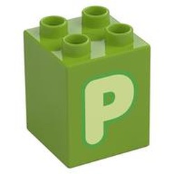 Duplo Brick 2 x 2 x 2 with 'P' Print