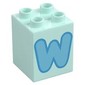 Duplo Brick 2 x 2 x 2 with Azure 'W' Print