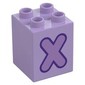 Duplo Brick 2 x 2 x 2 with Medium Lavender 'X' Print