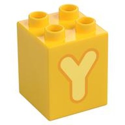 Duplo Brick 2 x 2 x 2 with Bright Light Yellow 'Y' Print