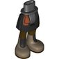 Minidoll Hips and Short Skirt Dark Orange Sash, Dark Tan Boots