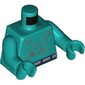 Torso Bare Chest with Skull Tattoo Print, Dark Turquoise Arms and Hands