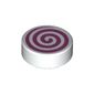 Tile Round 1 x 1 with Magenta Swirl print
