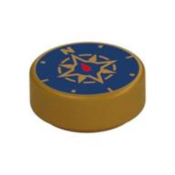 Tile Round 1 x 1 with Compass Print