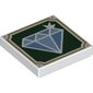 Tile 2 x 2 with Diamond on Dark Green Background, Gold Frame print