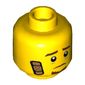 Minifig Head Frankie Lupelli, Brown Eyebrows and Goatee, Bandage, Sad / Black Eye Mask Print