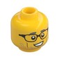 Minifig Head Wheeler, Glasses, Gray Eyebrows and Stubble, Medium Nougat Cheek Lines and Chin Dimple Print