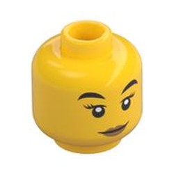Minifig Head Daisy Kaboom / Cece, Eyebrows, Peach Lips and Closed Mouth Smirk / Black Mask Print