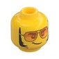 Minifig Head Tread Octane, Orange Sunglasses with Silver Frames, Lopsided Grin, Thick Sideburns Print
