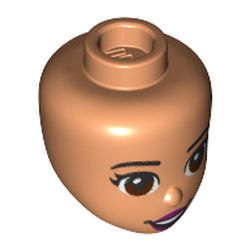 Minidoll Head Reddish Brown Eyes, Open Mouth, Magenta Lips