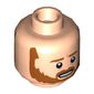 Minifig Head Obi-Wan Kenobi, Dark Orange Beard and Eyebrows, Nervous with Teeth Showing / Frown Print