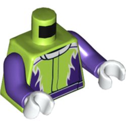 Torso Racing Suit with Dark Purple Flames Print, Dark Purple Arms, White Hands