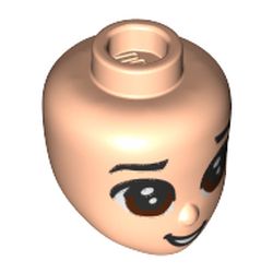 Minidoll Head Reddish Brown Eyes, Open Mouth