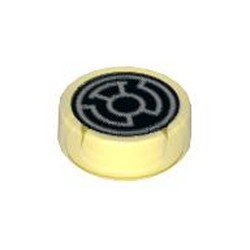 Tile Round 1 x 1 with Black and White Yellow Lantern Symbol print