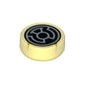 Tile Round 1 x 1 with Black and White Yellow Lantern Symbol print