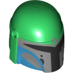 Helmet Mandalorian with Holes, Medium Azure, Light Bluish Gray print