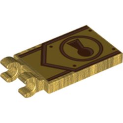 Tile Special 2 x 3 with 2 Clips with Lock, Gold Lines print