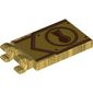 Tile Special 2 x 3 with 2 Clips with Lock, Gold Lines print