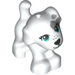 Animal, Dog, Small Standing with Blue Eyes, Black Nose, Light Bluish Grey Spots, Freckles