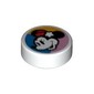 Tile Round 1 x 1 with Minnie Mouse on Dark Turquoise/Blue/Bright Light Orange Background print