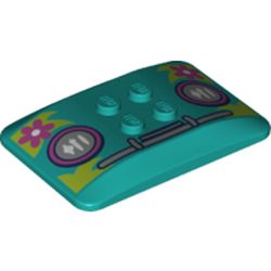 Slope Curved 6 x 4 x 2/3 Quad Curved with 2 x 2 Studs and Grill, Headlights, Magenta Flowers on Bright Green Leaves print