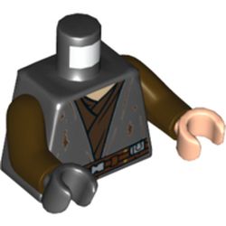Torso, Odd Hands, Robe over Dark Brown Layered Undershirt, Belt Print, Dark Brown Arms, Left Light Nougat Hand, Right Black Hand