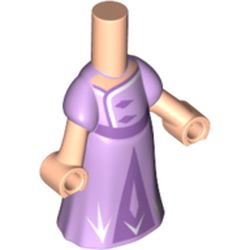 Microdoll Body Long Dress Medium Lavender with Lavender Decorations, Light Nougat Hands