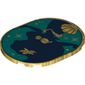 Tile 6 x 8 with Rounded Corners with Dark Blue Ariel Contours, Dark Turquoise Background, Golden Shells print