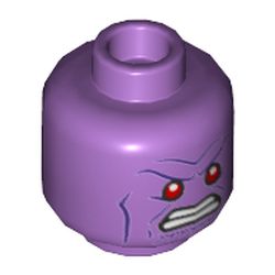 Minifig Head Thanos, Red Eyes, Angry Grin with Teeth Print