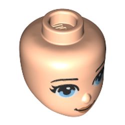 Minidoll Head Bright Light Blue Eyes, Peach Lips Print