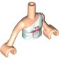 Minidoll Torso Girl, Top with Light Aqua Swirls and 2 Flamingos Print, Light Nougat Arms and Hands