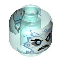 Minifig Head White Face, Medium Azure Eyes, Angry, Teeth