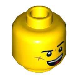 Minifig Head Jack Davids, Eyebrows, Scar on Cheek, Smile / Scared Print