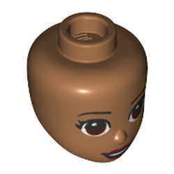 Minidoll Head Reddish Brown Eyes, Red Lips, Gold Lightning Eye Make-up, Teeth Print