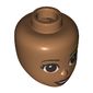 Minidoll Head Reddish Brown Eyes, Red Lips, Gold Lightning Eye Make-up, Teeth Print