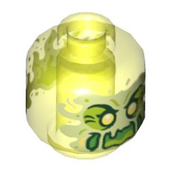 Minifig Head Ghost, with Yellowish Green Face, Yellow Eyes, Open Mouth Print