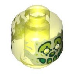Minifig Head Ghost, with Yellowish Green Face, White Eyes, Clown Make Up, Slime Mouth Print