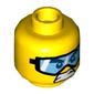 Minifig Head Monkie Kid, Goggles and Angry Mouth / Dirt Stains and Open Mouth Smile Print