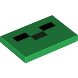 Tile 2 x 3 with Three Rectangles, Pixelated Creeper Face Print