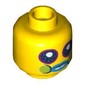 Minifig Head Mr Dinkles, Large Dark Blue Eyes, Azure Lips, Lime Cheeks Print