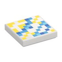 Tile 2 x 2 with Pixelated Blue and Orange Squares Print