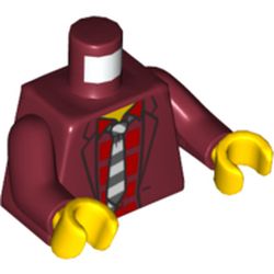 Torso Jacket, Red Shirt, Black and White Tie Print, Dark Red Arms, Yellow Hands