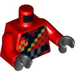 Torso Robes, Pixelated Black and Gold Squares Print, Red Arms, Black Hands