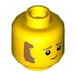 Minifig Head Clemmons, Brown Sideburns and Worried Print