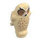 Animal, Bird, Owl Small, Angular Features with Dark Tan Eyes, Black Lines, White Spots
