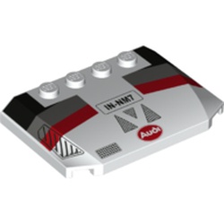 Slope Curved 4 x 6 x 2/3 Triple Curved with 4 Studs and Black/Light Bluish Gray/Red Markings, 'IN-MN7', 'Audi'